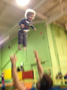 Freddy blasting off into space. Don't worry, Chris was in the foam pit at the time.